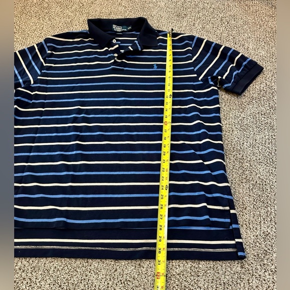 POLO RALPH LAUREN XXL Navy Light Blue Stripe Polo R $125 - Picture 5 of 6